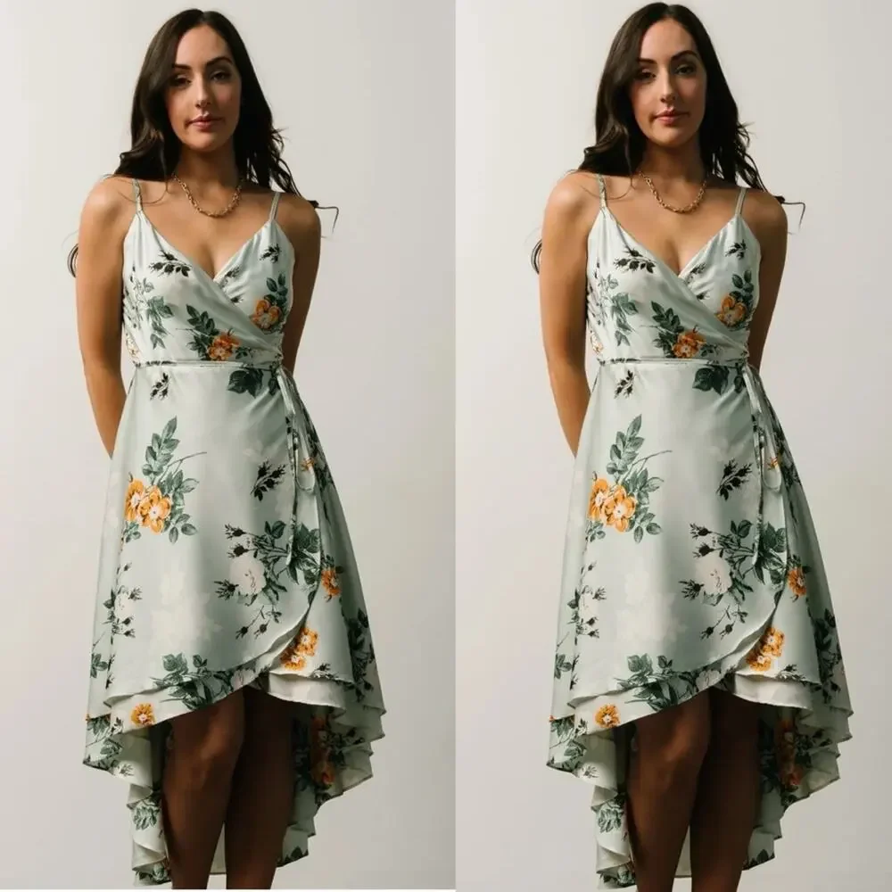 NWT NEW Baltic Born Steffi Tulio Wrap Dress Light Sage Floral - Picture 1 of 8